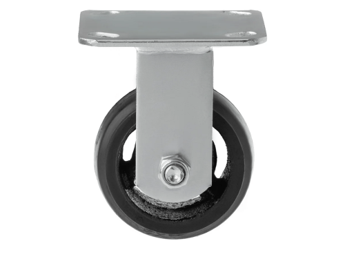 Колесо чугунное большегрузное с неповоротной площадкой и литым резиновым слоем FCD 46 (100 мм/130 кг)