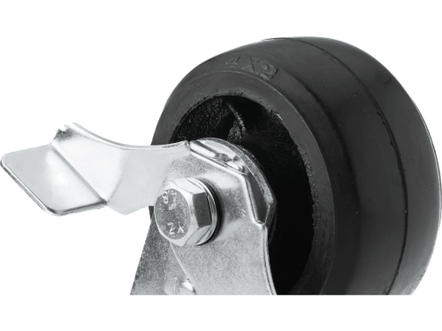 Колесо чугунное большегрузное с поворотной площадкой и тормозом и литым резиновым слоем SCDB 42 (100 мм/130 кг)