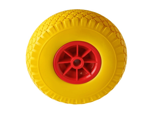 Колесо пенополиуретановое 3.00-4 с симметричной ступицей, пластиковым ободом и втулкой скольжения, ось 20 мм PU 1805-20 (260 мм/120 кг)