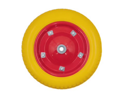Колесо пенополиуретановое 3.00-8 с симметричной ступицей, металлическим ободом и шариковым подшипником, ось 16 мм PU 2401-16 (340 мм/160 кг)