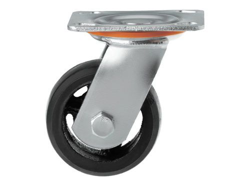 Колесо чугунное большегрузное с поворотной площадкой и литым резиновым слоем SCD 42 (100 мм/130 кг)