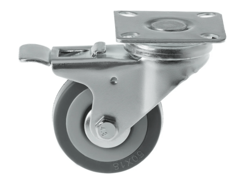 Колесо аппаратное с поворотной площадкой и тормозом и втулкой скольжения SCgb 25 (50 мм/50 кг)