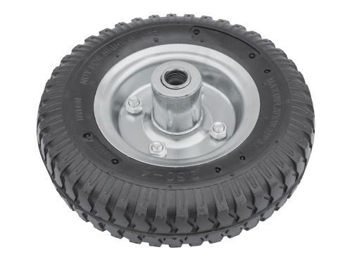 Колесо пневматическое 2.50-4 с несимметричной ступицей, металлическим ободом и шариковым подшипником, ось 16 мм PR 1400-16n (210 мм/100 кг)