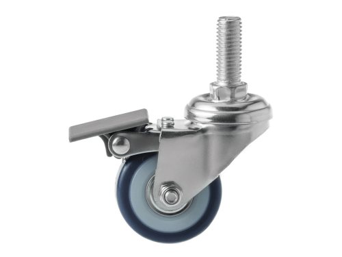 Колесо мебельное с болтом М10 и покрытием из поливинилхлорида и тормозом SCtvd 25 (50 мм/ 35 кг)