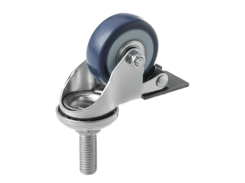 Колесо мебельное с болтом М10 и покрытием из поливинилхлорида и тормозом SCtvd 25 (50 мм/ 35 кг)