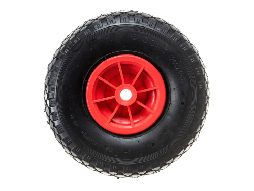 Колесо пневматическое 3.00-4 с симметричной ступицей, пластиковым ободом и втулкой скольжения, ось 16 мм PR 1805-16 (260 мм/150 кг)