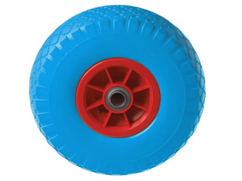 Колесо пенополиуретановое 3.00-4 с симметричной ступицей, пластиковым ободом и шариковым подшипником, ось 16 мм PU 1804-16 (250 мм/120 кг)