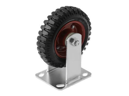 Колесо литое с протекторной резиной, металлическим ободом и шариковым подшипником с неповоротной площадкой PF 160 (160 мм/400 кг)