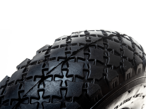 Колесо пневматическое 3.00-4 с симметричной ступицей, пластиковым ободом и шариковым подшипником, ось 16 мм PR 1806-16 (260 мм/150 кг)