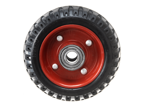 Колесо литое с протекторной резиной, металлическим ободом и шариковым подшипником, ось 17 мм, без крепления PP 160 (160 мм/400 кг)