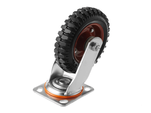 Колесо литое с протекторной резиной, металлическим ободом и шариковым подшипником с поворотной площадкой PS 160 (160 мм/400 кг)