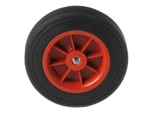 Колесо литое бескамерное для тачек с симметричной ступицей, пластиковым ободом и втулкой скольжения, ось 12 мм SR 1104-12 (150 мм/70 кг)