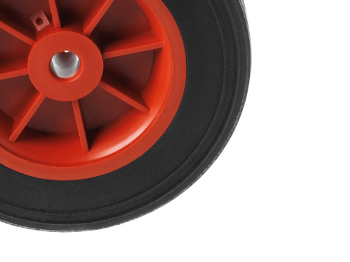 Колесо литое бескамерное для тачек с симметричной ступицей, пластиковым ободом и втулкой скольжения, ось 12 мм SR 1104-12 (150 мм/70 кг)