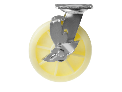 Колесо нейлоновое большегрузное с поворотной площадкой и тормозом SCdbn 80 (188 мм/380 кг)
