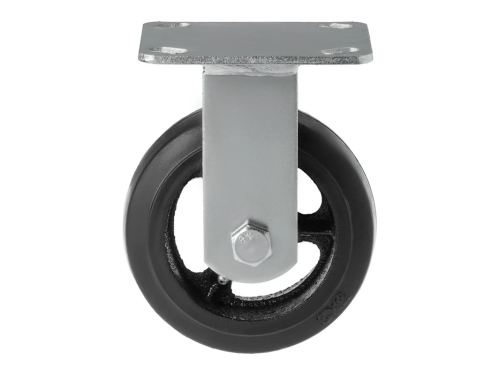 Колесо чугунное большегрузное с неповоротной площадкой и литым резиновым слоем FCD 54 (125 мм/160 кг)