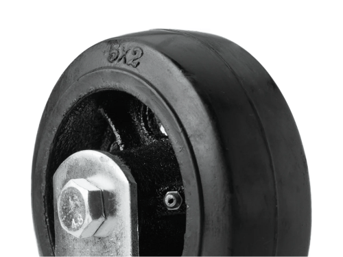 Колесо чугунное большегрузное с неповоротной площадкой и литым резиновым слоем FCD 54 (125 мм/160 кг)