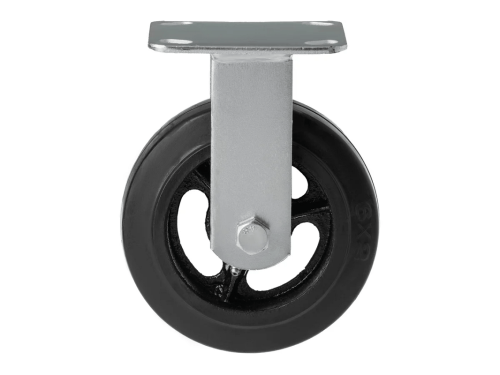 Колесо чугунное большегрузное с неповоротной площадкой и литым резиновым слоем FCD 63 (150 мм/230 кг)