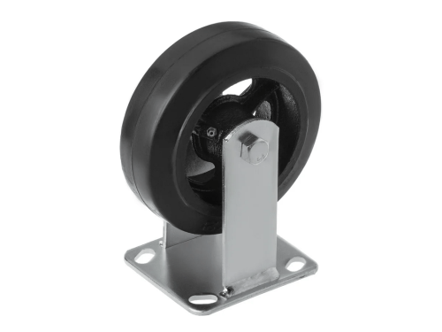 Колесо чугунное большегрузное с неповоротной площадкой и литым резиновым слоем FCD 63 (150 мм/230 кг)