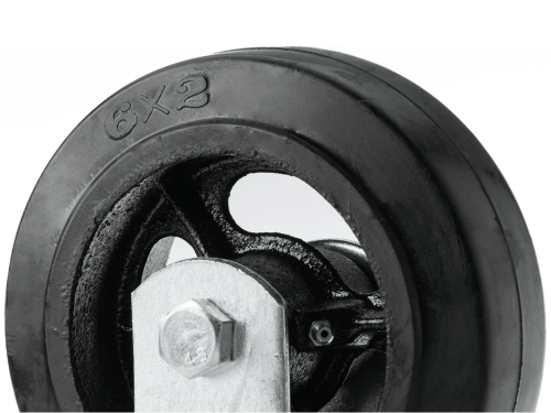 Колесо чугунное большегрузное с неповоротной площадкой и литым резиновым слоем FCD 63 (150 мм/230 кг)