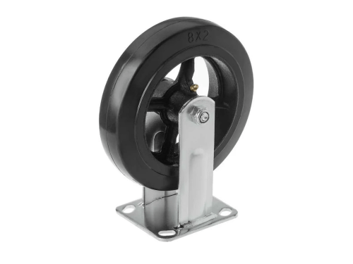 Колесо чугунное большегрузное с неповоротной площадкой и литым резиновым слоем FCD 80 (200 мм/280 кг)