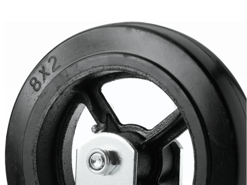 Колесо чугунное большегрузное с неповоротной площадкой и литым резиновым слоем FCD 80 (200 мм/280 кг)