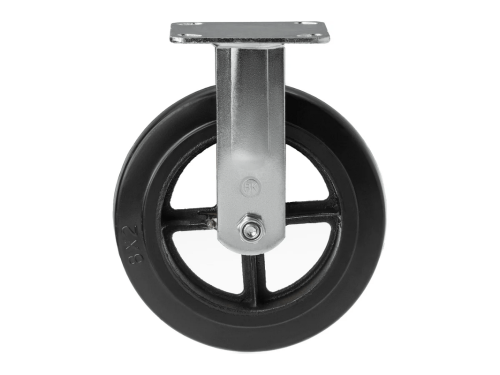 Колесо чугунное большегрузное с неповоротной площадкой и литым резиновым слоем FCD 85 (250 мм/350 кг)