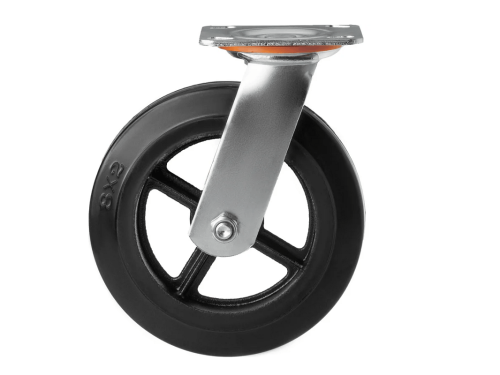 Колесо чугунное большегрузное с поворотной площадкой и литым резиновым слоем SCD 80 (200 мм/280 кг)