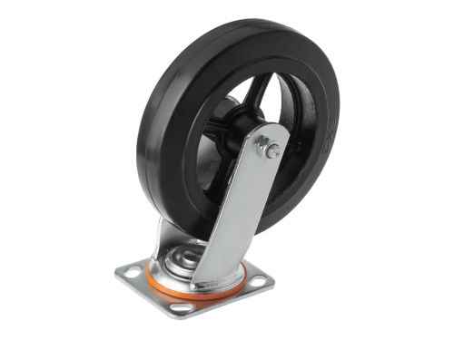 Колесо чугунное большегрузное с поворотной площадкой и литым резиновым слоем SCD 80 (200 мм/280 кг)