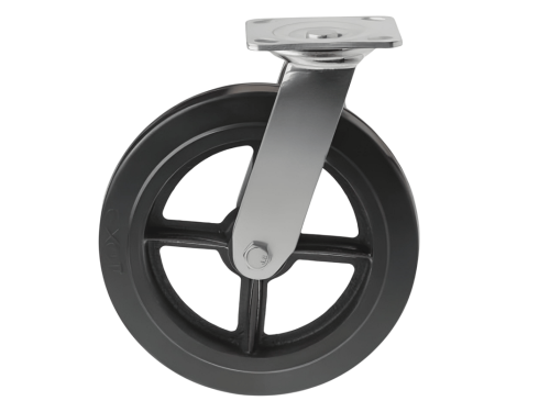 Колесо чугунное большегрузное с поворотной площадкой и литым резиновым слоем SCD 85 (250 мм/350 кг)