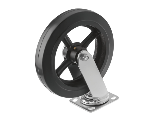 Колесо чугунное большегрузное с поворотной площадкой и литым резиновым слоем SCD 85 (250 мм/350 кг)