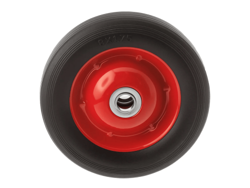 Колесо литое бескамерное для тачек с симметричной ступицей, металлическим ободом и шариковым подшипником, ось 20 мм SR1501-20N (200 мм/140 кг)