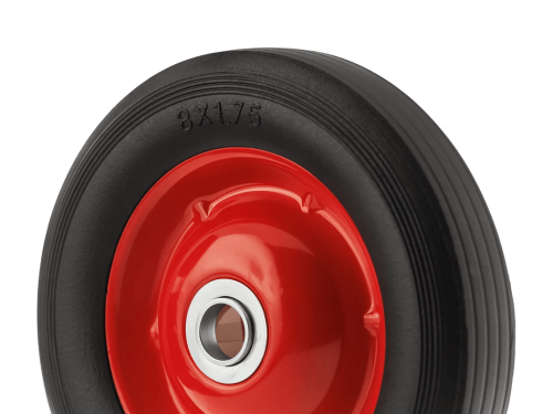 Колесо литое бескамерное для тачек с симметричной ступицей, металлическим ободом и шариковым подшипником, ось 20 мм SR1501-20N (200 мм/140 кг)