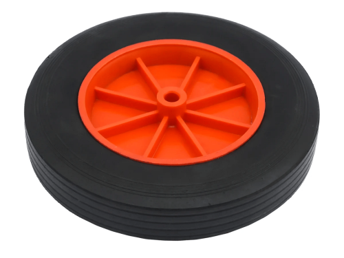 Колесо литое бескамерное для тачек с симметричной ступицей, пластиковым ободом и втулкой скольжения, ось 10 мм SR 1308-10 (200 мм/140 кг)