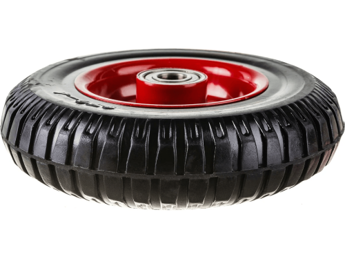 Колесо литое с протекторной резиной, металлическим ободом и шариковым подшипником, ось 17 мм, без крепления PP 200 (200 мм/500 кг)