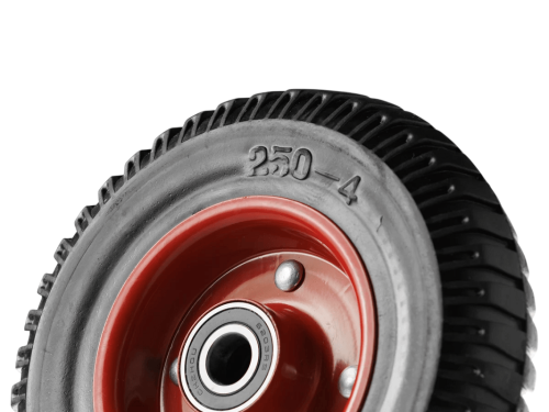 Колесо литое с протекторной резиной, металлическим ободом и шариковым подшипником, ось 17 мм, без крепления PP 200 (200 мм/500 кг)