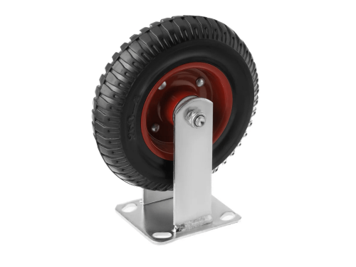 Колесо литое с протекторной резиной, металлическим ободом и шариковым подшипником с неповоротной площадкой PF 200 (200 мм/500 кг)