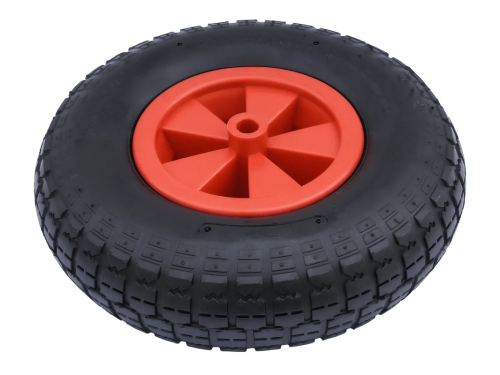 Колесо пневматическое 3.50-6 с симметричной ступицей, пластиковым ободом и втулкой скольжения, ось 16 мм PR 2002-16 (320 мм/170 кг)