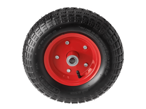 Колесо пневматическое 4.00-6 с симметричной ступицей, металлическим ободом и шариковым подшипником, ось 20 мм PR 2003-20 (320 мм/160 кг)