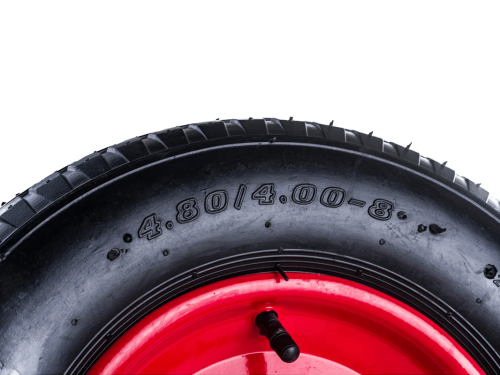 Колесо пневматическое 4.80/4.00-8 с симметричной ступицей, металлическим ободом и шариковым подшипником, ось 20 мм PR 3000-20 (380 мм/200 кг)