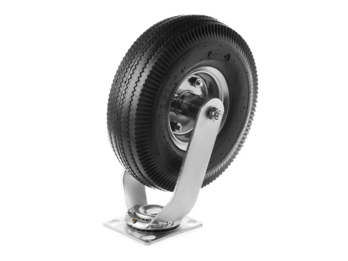 Колесо пневматическое 3.50-4 с поворотной площадкой и металлическим ободом PRS 85 (266 мм/130 кг)