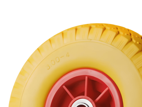 Колесо пенополиуретановое 3.00-4 с симметричной ступицей, пластиковым ободом и шариковым подшипником, ось 20 мм PU 1806-20 (250 мм/120 кг)