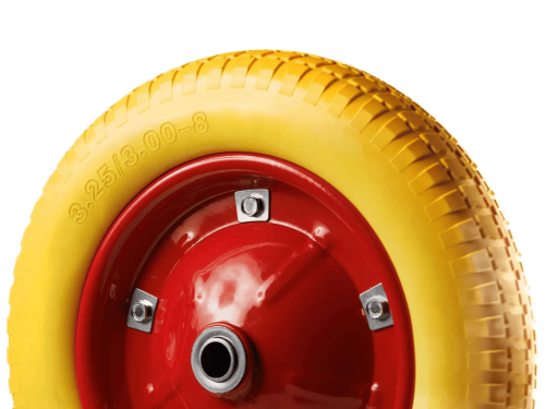 Колесо пенополиуретановое 3.00-8 с симметричной ступицей, металлическим ободом и шариковым подшипником, ось 20 мм PU 2401-20 (340 мм/160 кг)