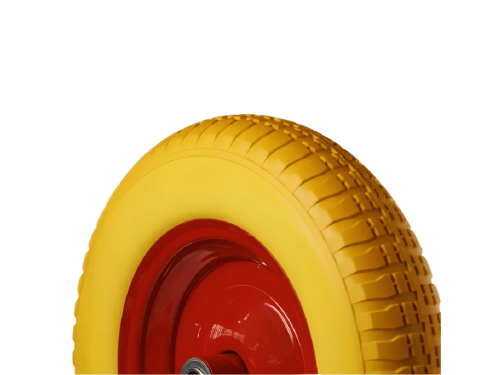Колесо пенополиуретановое 3.25/3.00-8 с симметричной ступицей, металлическим ободом и шариковым подшипником, ось 20 мм PU 2400-20y (360 мм/160 кг)