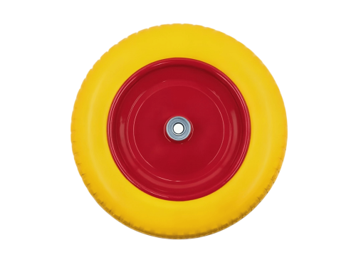 Колесо пенополиуретановое 3.25/3.00-8 с симметричной ступицей, металлическим ободом и шариковым подшипником, ось 16 мм PU 2400-16 (360 мм/160 кг)