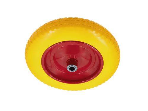 Колесо пенополиуретановое 3.25/3.00-8 с симметричной ступицей, металлическим ободом и шариковым подшипником, ось 16 мм PU 2400-16 (360 мм/160 кг)