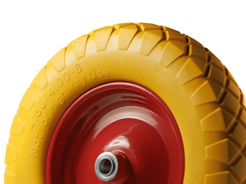 Колесо пенополиуретановое 4.00-8 с симметричной ступицей, металлическим ободом и шариковым подшипником, ось 20 мм PU 3000-20 (380 мм/160 кг)