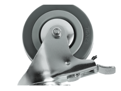 Колесо аппаратное с поворотной площадкой и тормозом и втулкой скольжения SCgb 93 (75 мм/70 кг)