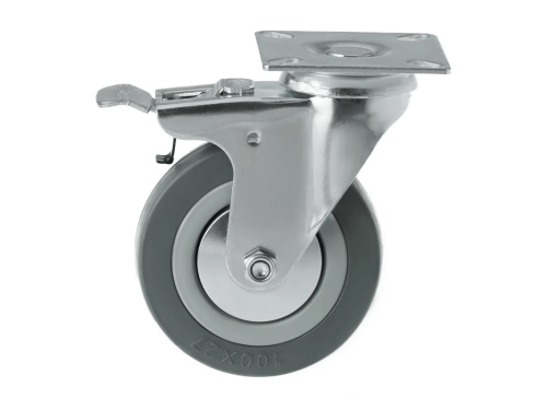 Колесо аппаратное с поворотной площадкой и тормозом и втулкой скольжения SCgb 42 (100 мм/80 кг)