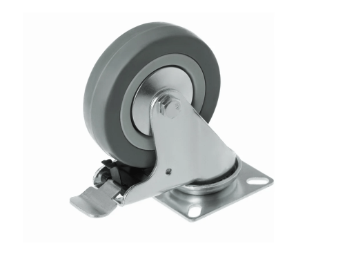 Колесо аппаратное с поворотной площадкой и тормозом и втулкой скольжения SCgb 42 (100 мм/80 кг)