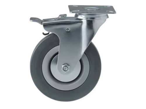 Колесо аппаратное с поворотной площадкой и тормозом и втулкой скольжения SCgb 55 (120 мм/100 кг)